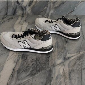New Balance Women's Sneakers with Leopard Accents - Cream and Black